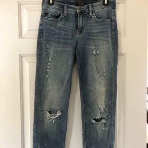 Judy Blue: Distressed Girlfriend Jeans (Size 7 or 28), Color: Faded Blue